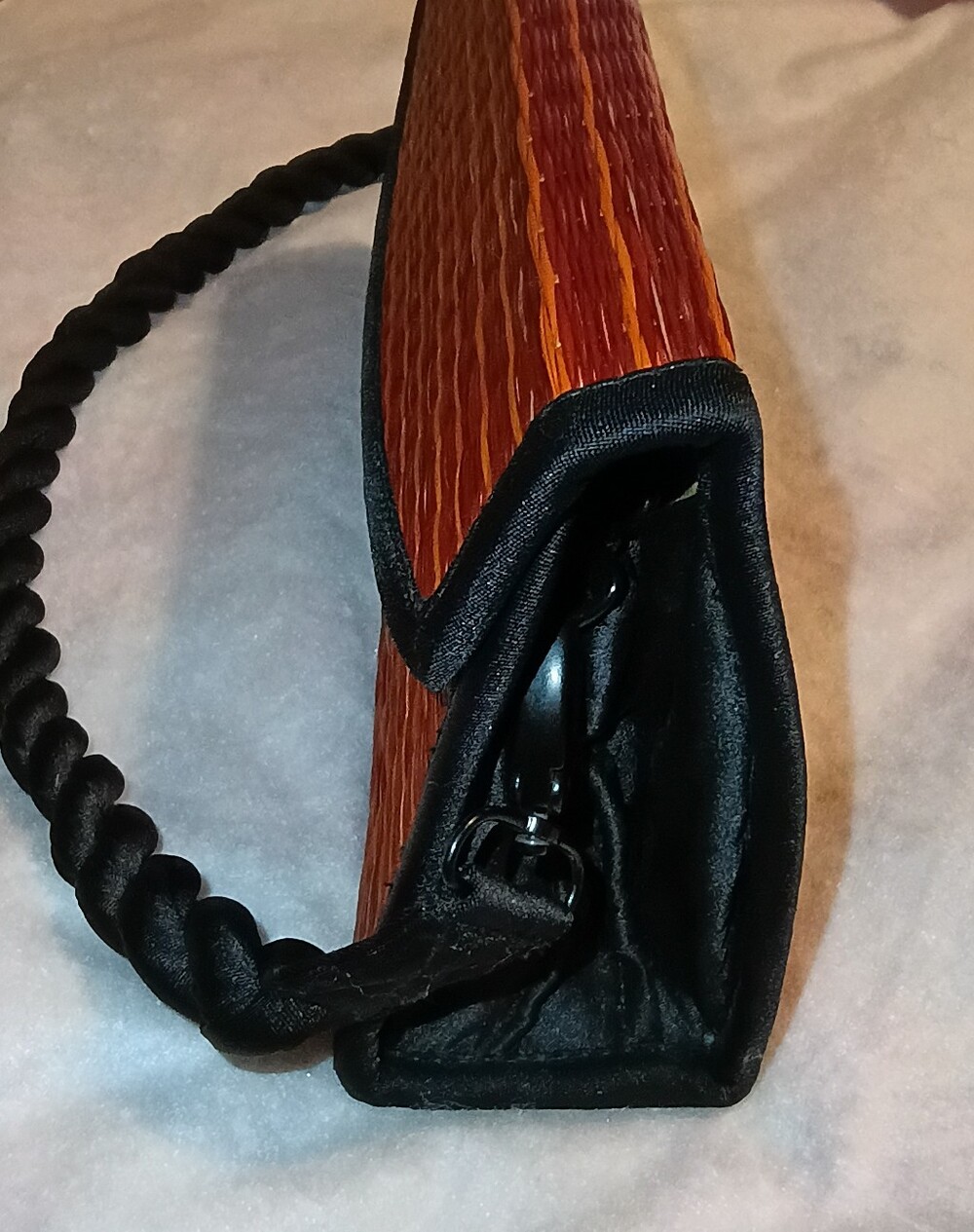 Baskets Of Cambodia Woven Straw-Style Bag with Black Handle - Picture 5 of 11